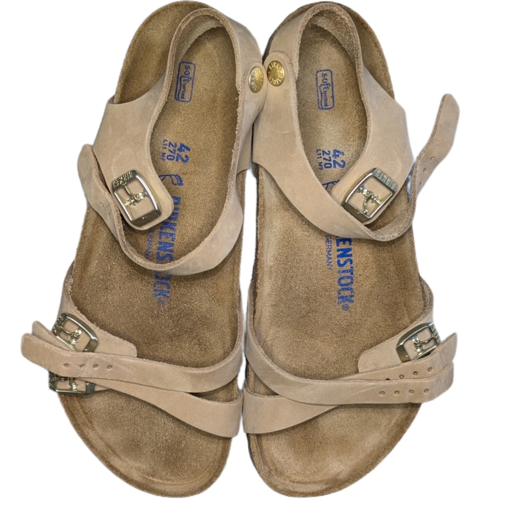 Birkenstock Nubuck Sandals Kumba Soft Footbed Beige EU 42 W 11-11.5 Wide - Picture 3 of 8
